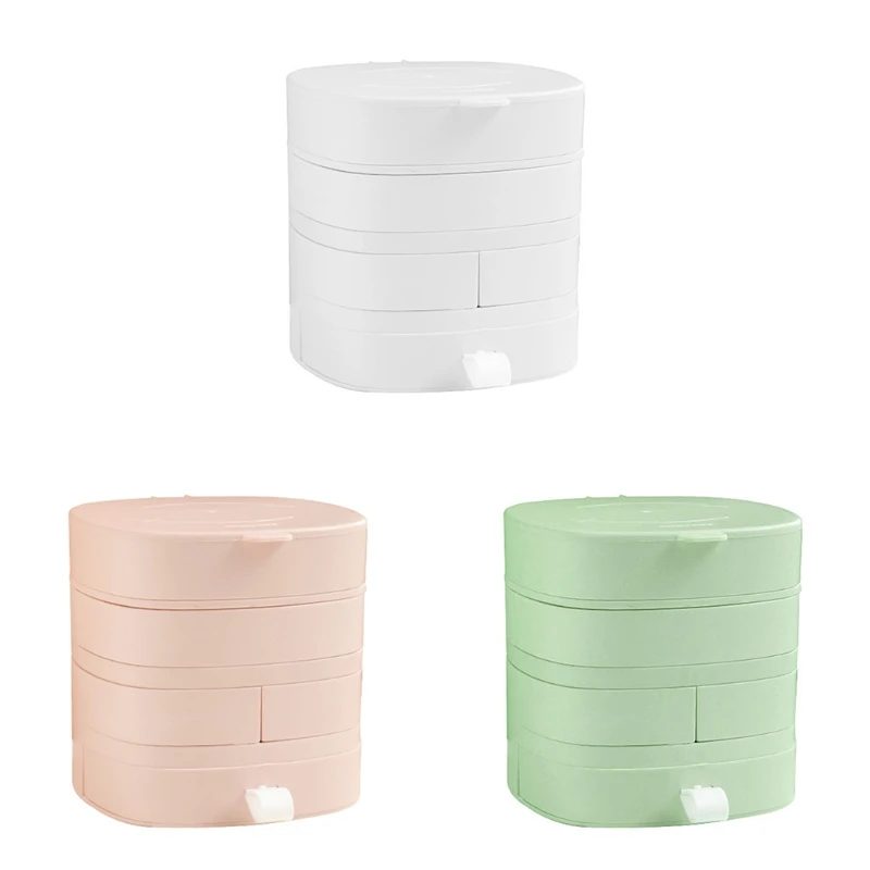 

360 Degree Rotating Storage Box Cosmetic Organizer Jewelries Case Shelf for Girl
