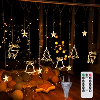 2020 led deer tree bells christmas garland string lights fairy curtain hanging light for new year xmas navidad gift decortions