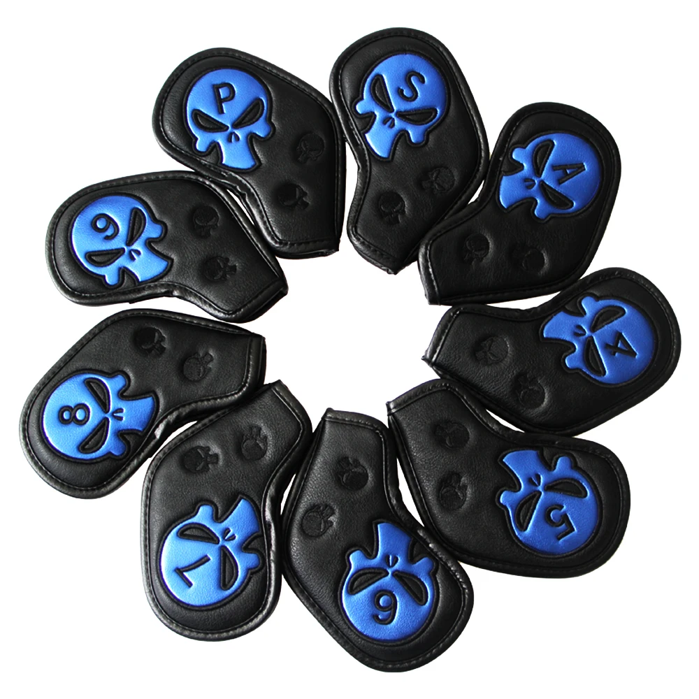 9 шт./компл. чехол для гольфа с черепом железная полюсная головка защитный клюшки