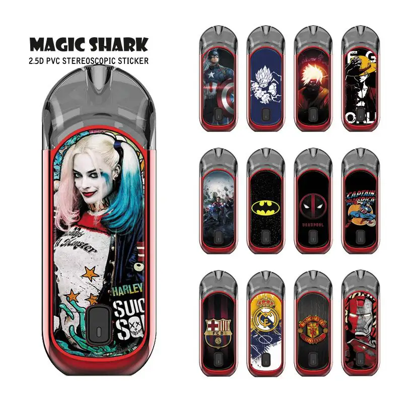 Magic Shark Spider Man One кусок Harley Quinn Джокер Дэдпул Мстители футляр для вейпа Наклейка