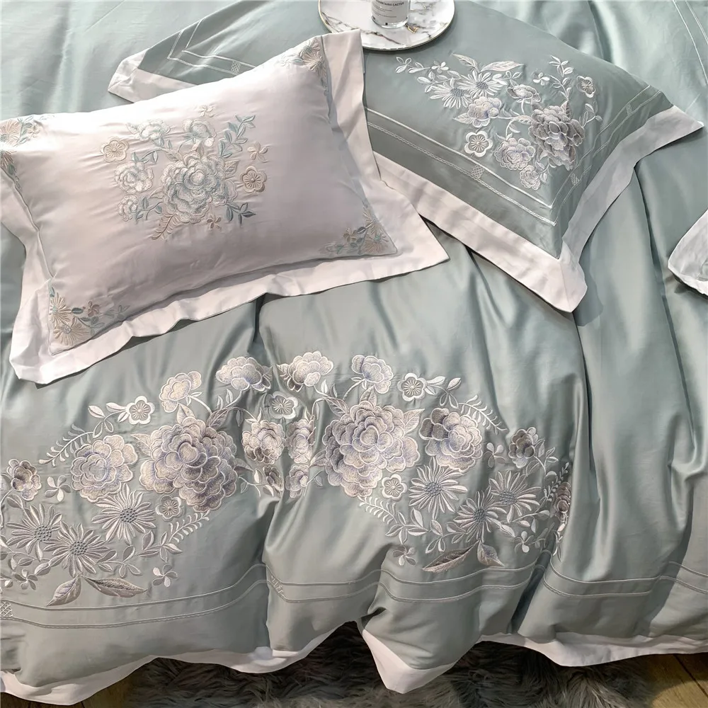 

Luxury embroidery Bed set 80 Egyptian cotton Bedding Set high density Duvet Cover Bed Sheet spread flat bed sheet pillowcases