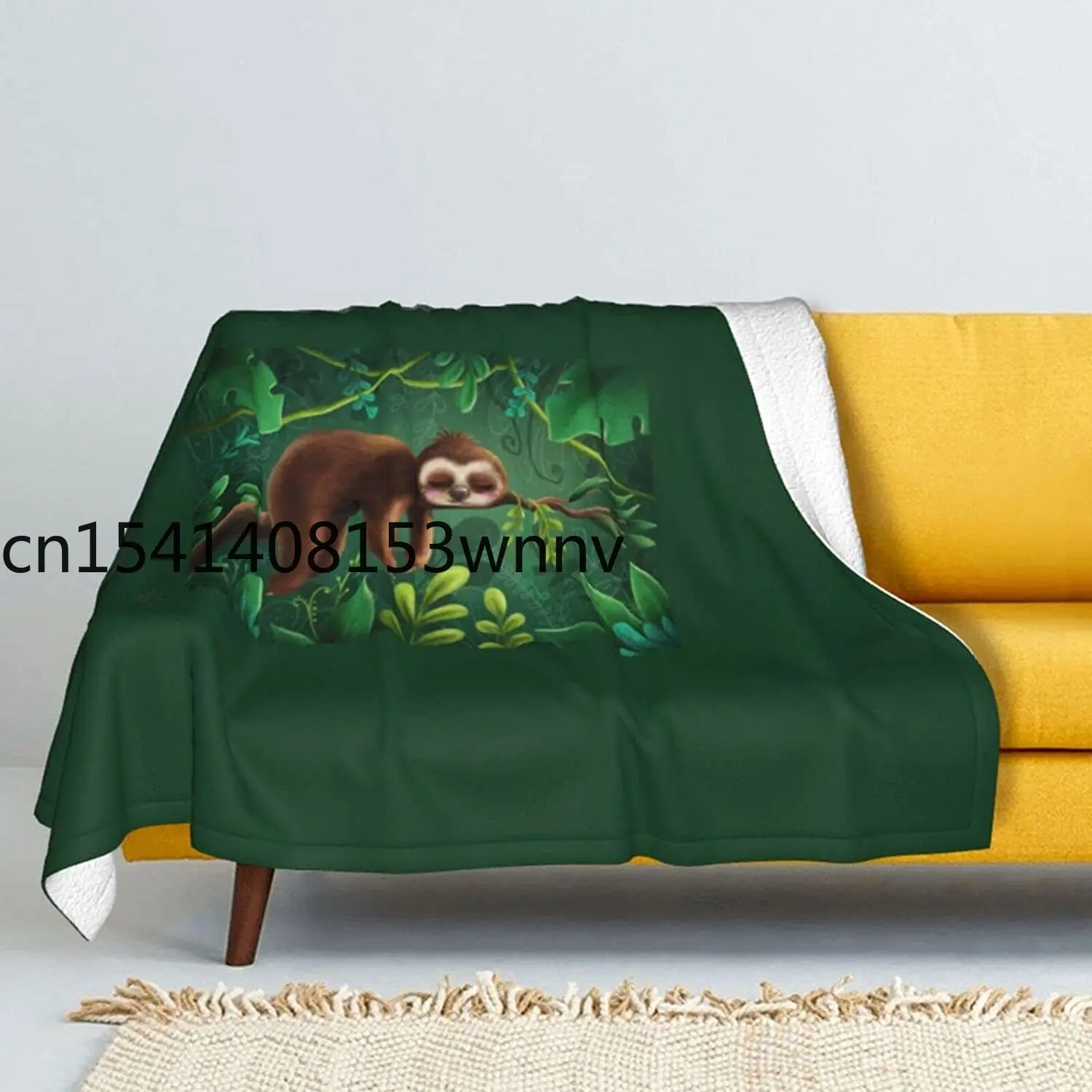 

Fleece Blanket Queen Size Soft Microfiber Cozy Lightweight Sloth Printed Blanket, 60"X50"