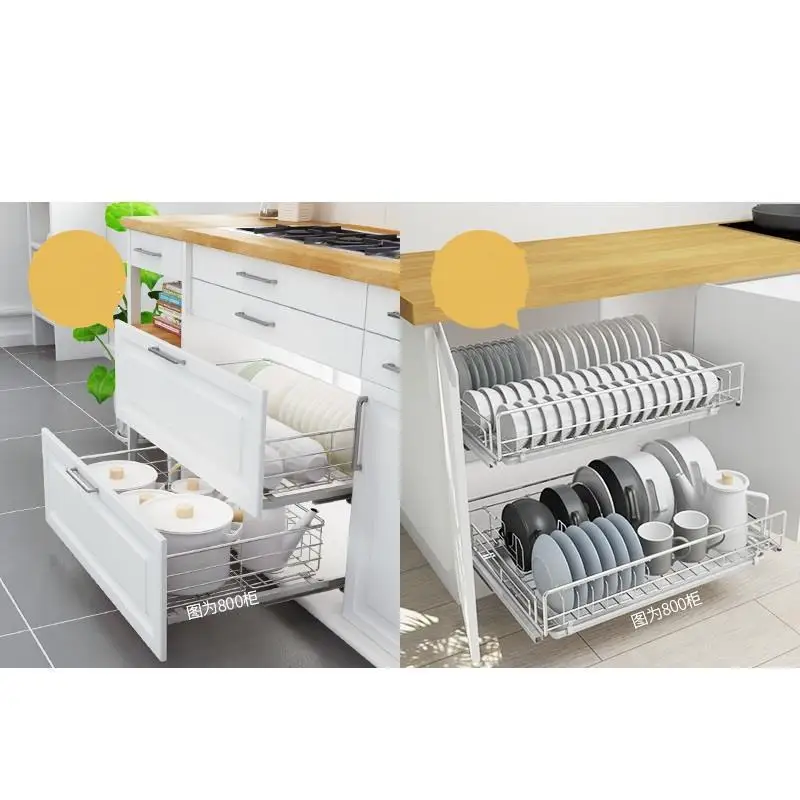 

De Cosina Accessories Organizer Drawer For Organizador Armario Dish Stainless Steel Cocina Rack Cuisine Kitchen Cabinet Basket