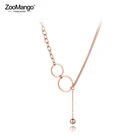 ZooMango оригинальный дизайн из нержавеющей стали геометрические круглые ожерелья ювелирные изделия Модные шарики кулон ожерелье для женщин ZN20025