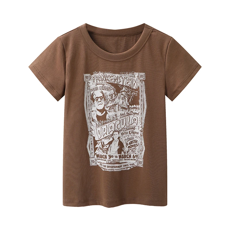 

90s Vintage Grunge Graphic Aesthetic Women Crop Tops Punk Harajuku Y2K Goth Short Sleeve Streetwear Print Slim Clothes T-shirt