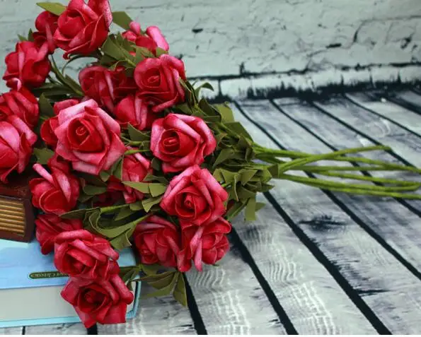 Длина 55 см, 5 шт., розовый, красный, фиолетовый искусственный цветок, свадебное украшение, подарок на день Святого Валентина, искусственный цветок