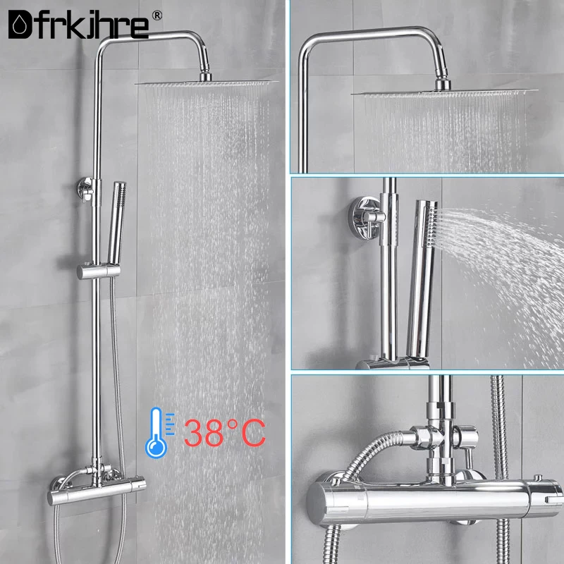 Набор термостатических душевых смесителей для ванной комнаты хромированный