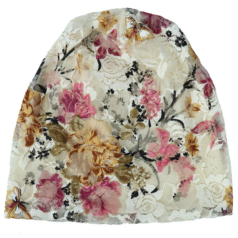 Повседневная Женская кружевная Шапка-бини в сеточку с цветами женская вязаная