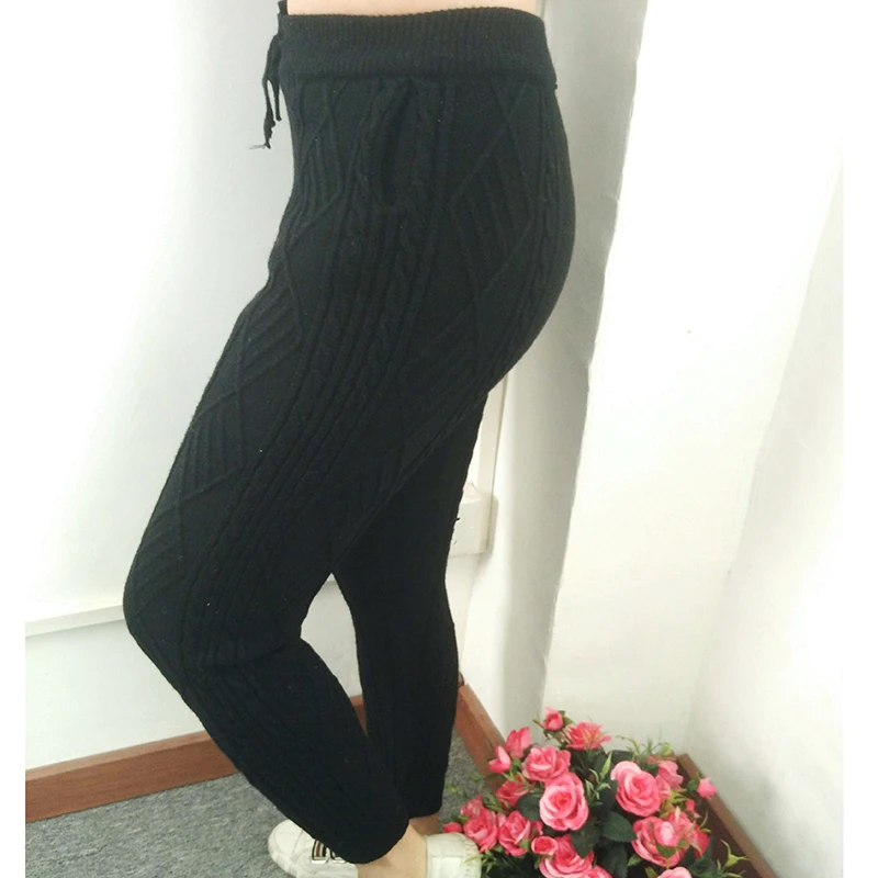

2020 Women Pants Flat Special Offer Acrylic Regular Woven Drawstring Pattern Geometric Spring New Women's Knit Casual Rhombic
