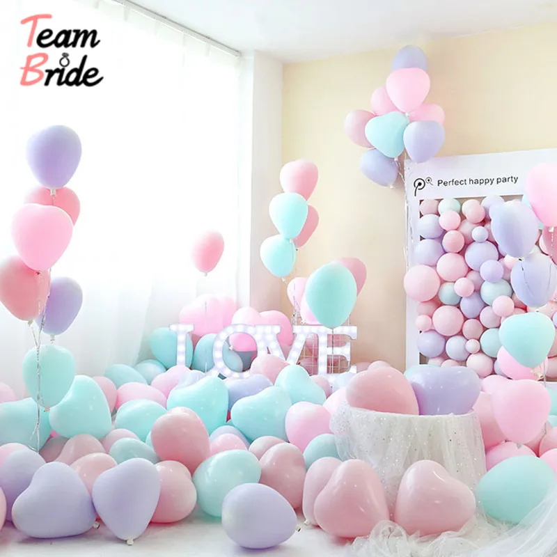 

Team Bride to be 50pcs/lot Macaron Latex Balloons Baby blue Pink Latex Helium Ballon Birtday Event Party Wedding Decoration 10in