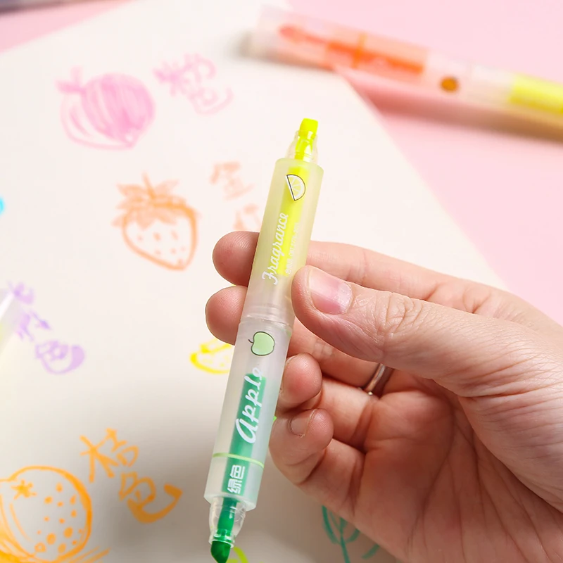 Набор цветных маркеров с фруктовым запахом 8 шт. двусторонние маркеры окошком для