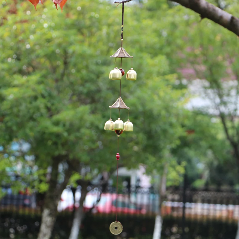 1 шт. 6 колокольчиков медные ветряные колокольчики подвесные Fengshui для дома улицы