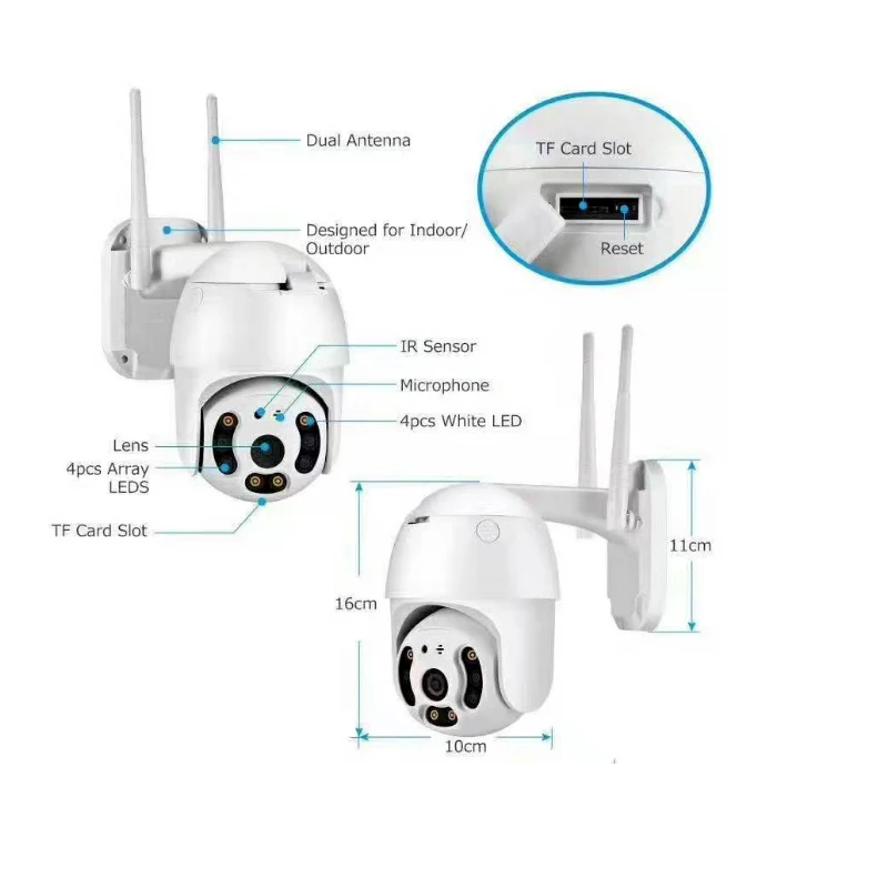 Py 3MP 2MP безопасности WI-FI Камера на открытом воздухе 1080P PoE IP PTZ Скорость купол
