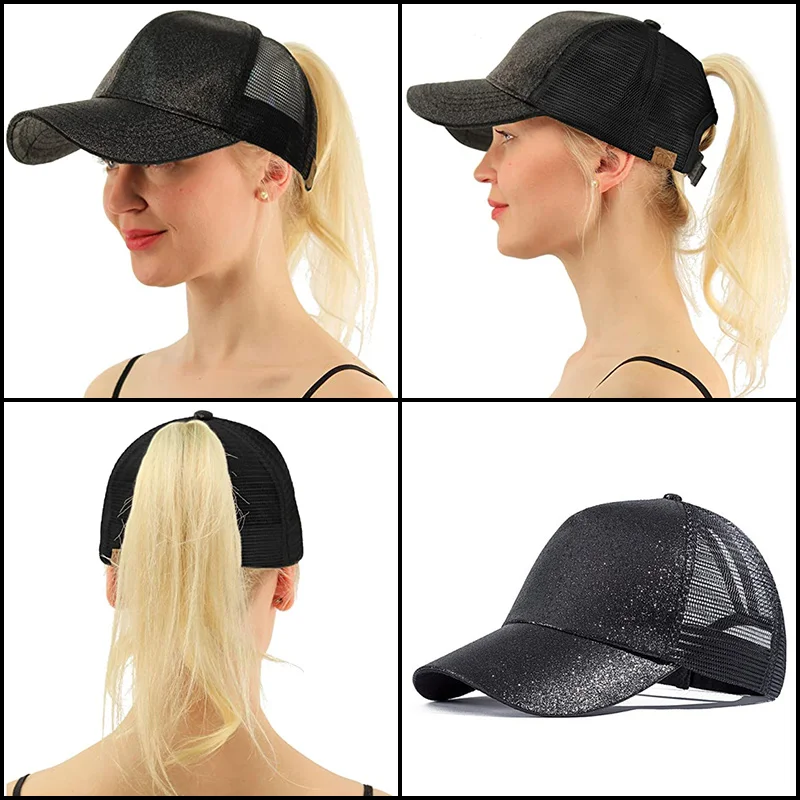 2021 блестящая женская бейсболка с конским хвостом женские бейсболки сеткой