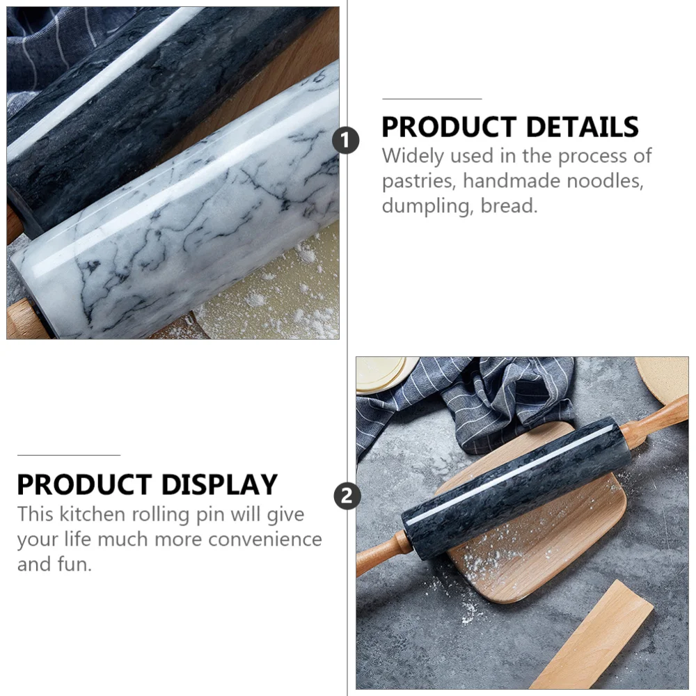 

Creative Marble Rolling Stick Dough Baking Roller Wood Handle Rolling Stick