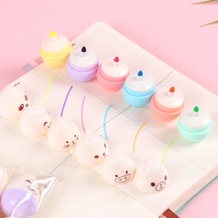 Милая Мини улыбающаяся Яичница маркер Kawaii Дети студенческий офис граффити ручка DIY маркер флуоресцентный ручка 6 шт