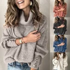 2021 Зимний пуловер, свитер, женские вязаные топы на пуговицах, стиль бохо, Женский Повседневный Однотонный свитер с длинным рукавом, пуловеры