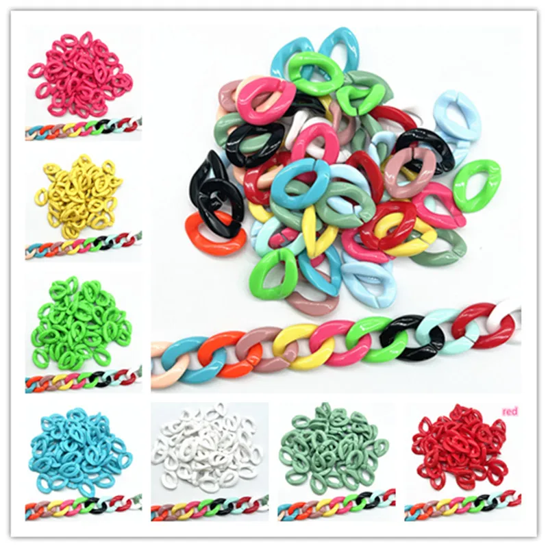 

20pcs 17x23mm Acrylic Flat Twist Oval Open Ring Beads Connector link Chain for Jewelry Making DIY Handbag Key Strap Accessories