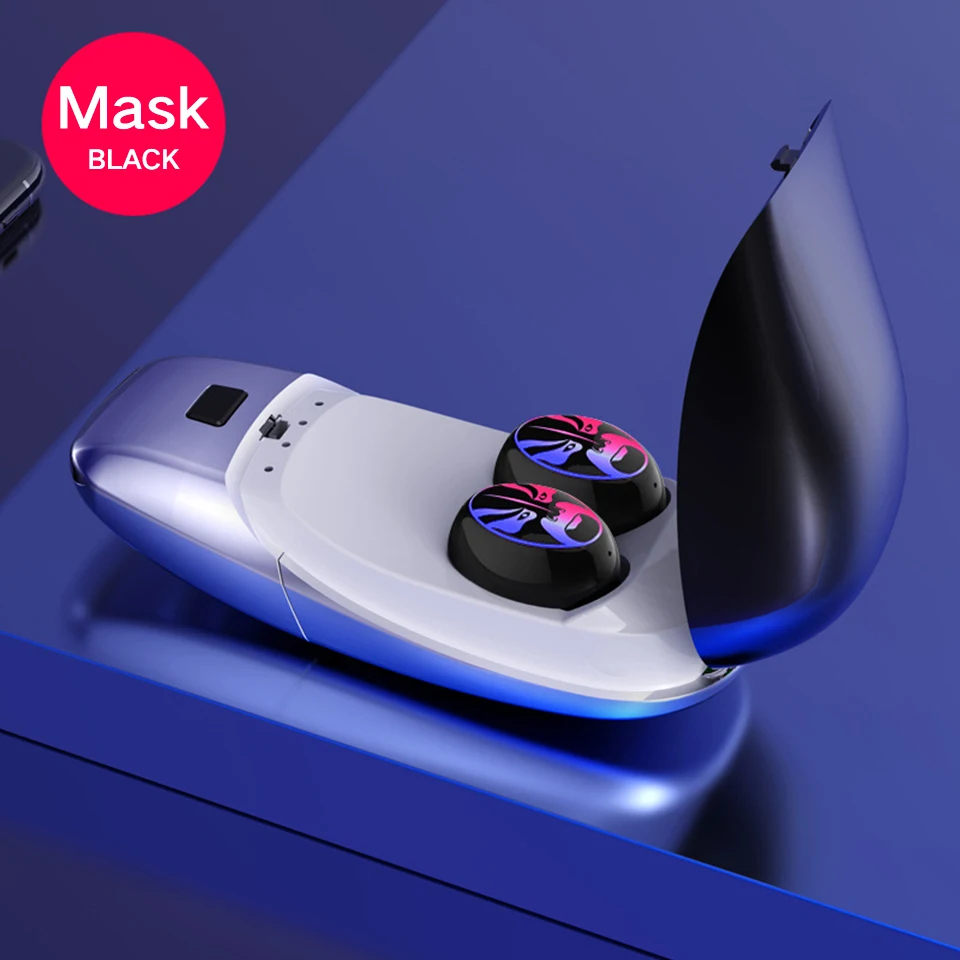 TWS Беспроводная bluetooth-гарнитура 5,0 Стерео шумоподавление игровая гарнитура, IPX7 водонепроницаемый умный сенсорный отпечаток пальца - Цвет: E8-Mask-Black