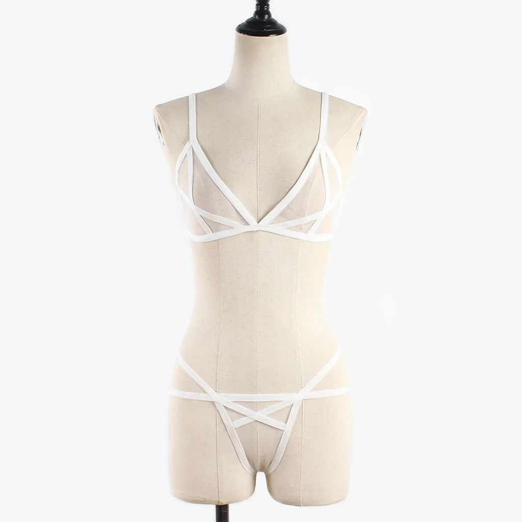 

Women's Sexy Lingerie Sexy Women Underwear Deep V Exposed Hips Two-Piece Sexy Thin Bra Set Babydoll Sleepwear