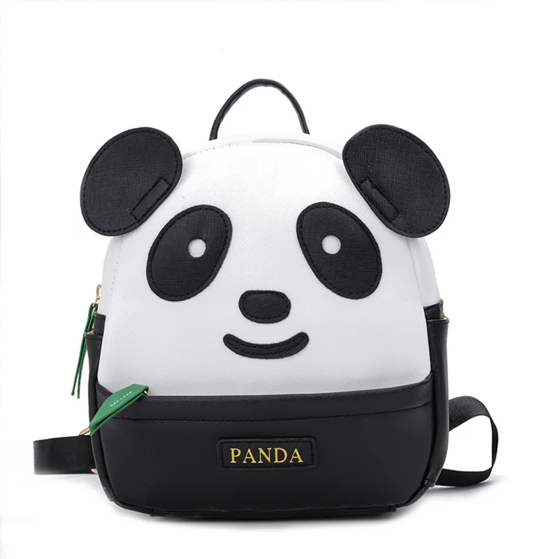 

Cute Panda Backpack PU Leather Kawaii College Student Book Bag Animal Pattern Rucksack Parent and Child Multifunction Backpack