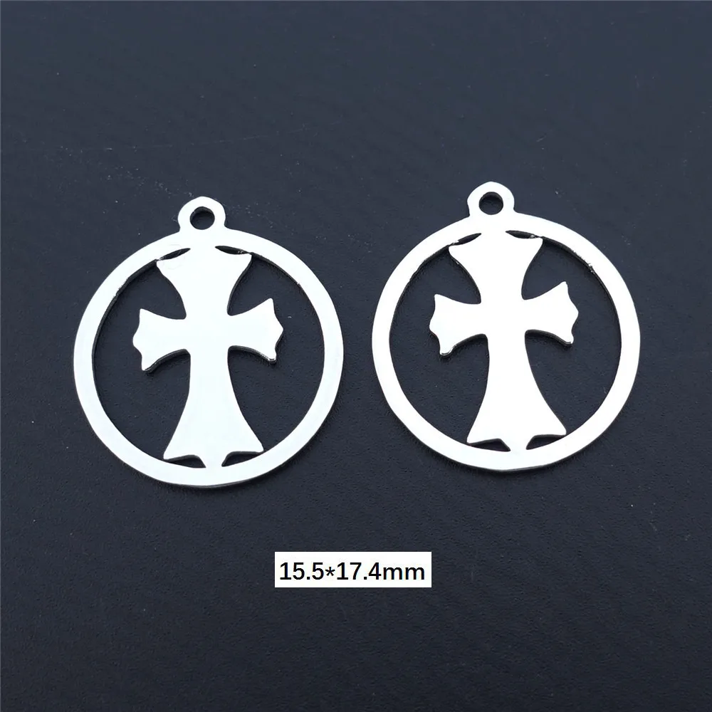 round cross Нержавеющая сталь амулеты карта волк трискель Якорь Бесконечность Крест доллар сердце москитные катушки кулон ювелирные изделия 5 шт./лот - Окраска металла: round cross