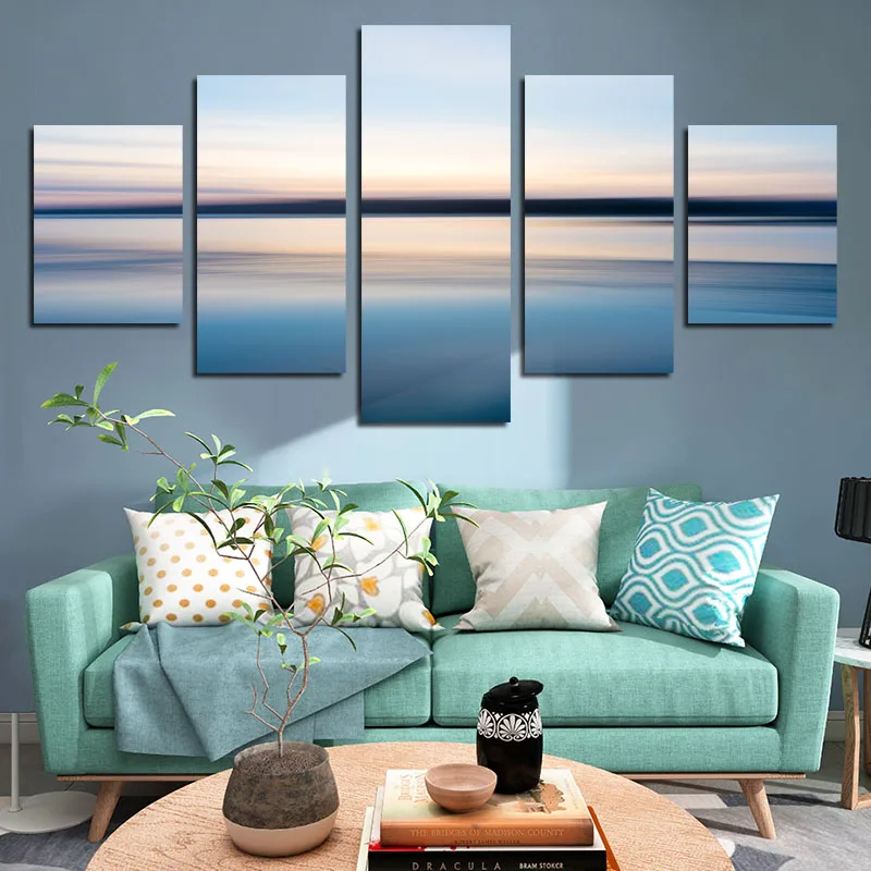 

Nordic High-definition Sea Painting And Printmaking Natural Landscape Printing Canvas Painting Art Poster Five-piece Home Decor