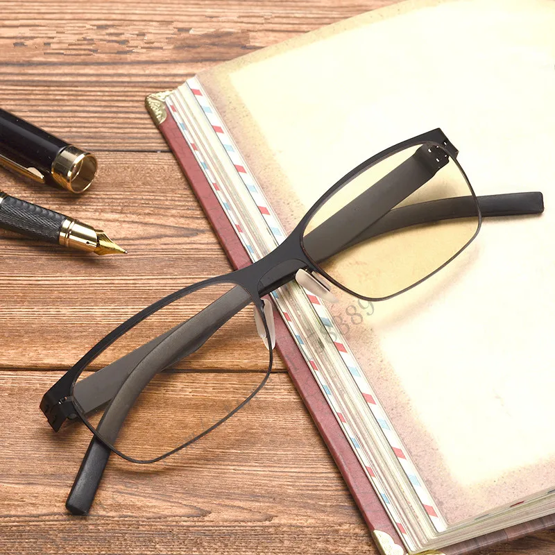 Высококачественные стальные титановые очки для чтения мужские голубые световые