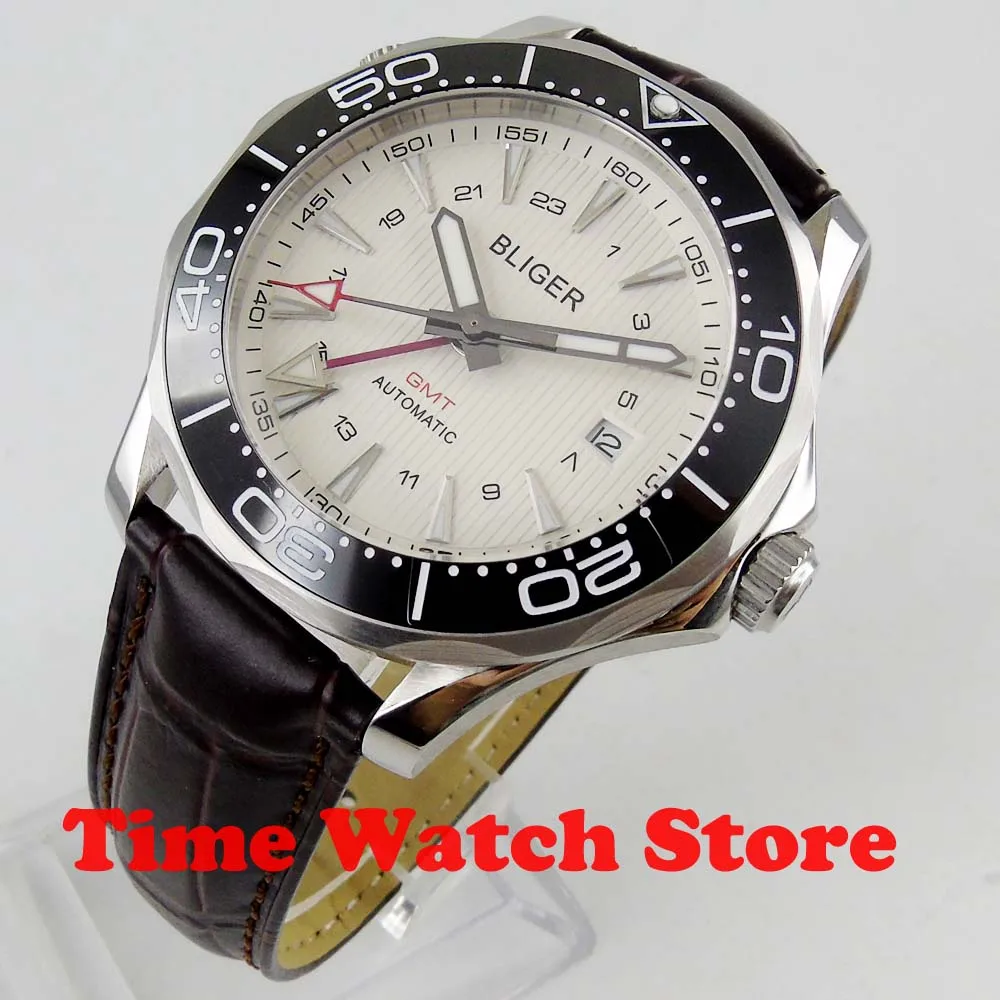 2019 Новинка 41 мм Bliger GMT механические Автоматические наручные часы Мужские