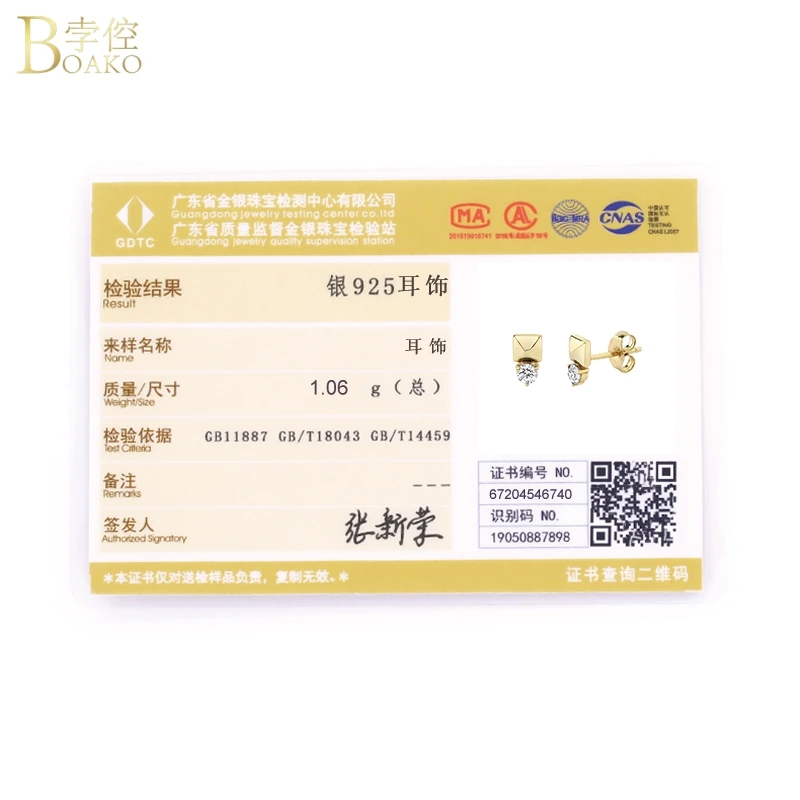 

Boako S925 Sterling Silver Stud Earrings For Women Shiny Colorful Zircon Diamond Earring Studs For Making Fine Jewelry brincos