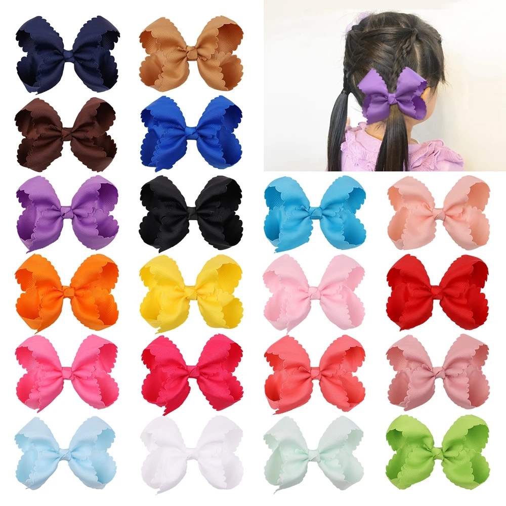 

Fashion Sweet Wave Bowknot Toddler Hairpins Solid Color Bows Infant Duckbill Clips Baby Headwear Hair Accessories Photo Props