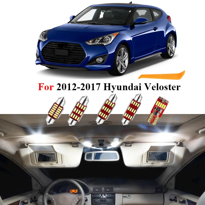 

8 шт. белые светодиодные с Canbus Подсветка салона комплект для Hyundai Veloster 2012 2013 2014 2015 2016 2017 купол багажник фонарь освещения номерного знака