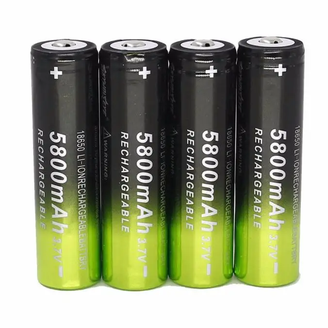 4 X5800mah литий ионный аккумулятор 3 7 v 18650 Перезаряжаемые Батарея для фонарик лампа