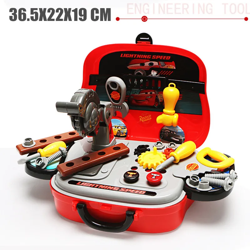 

Disney Pixar Cars 2 3 Lightning Mcqueen Engineering Toys Fix Tools Storage Box Portable Tools Box Car Double Layer Gift Gift Kid