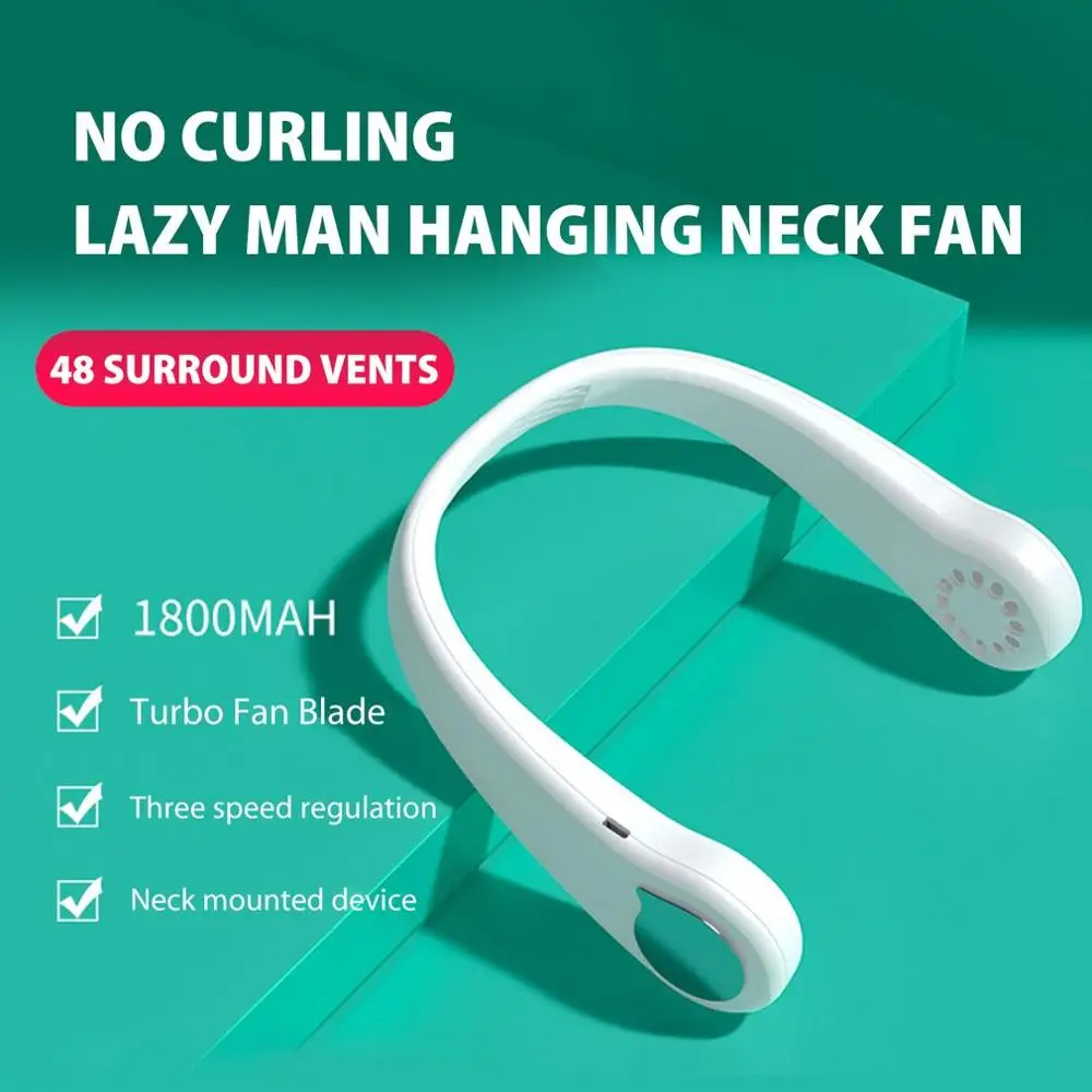 

Summer Cooler Neckband Fans With USB Rechargeable Hands-Free Fans Strong Wind Lazy Outdoor Sports Fan