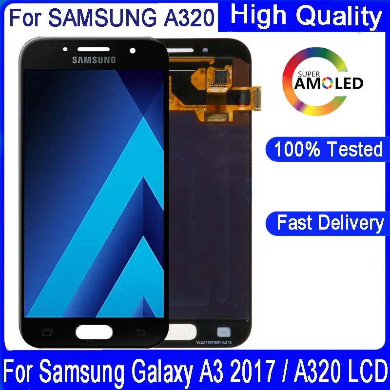 Оригинальный 4 7 'ɺmoled ЖК-дисплей для Samsung Galaxy A3 2017 A320 A320F сенсорный экран