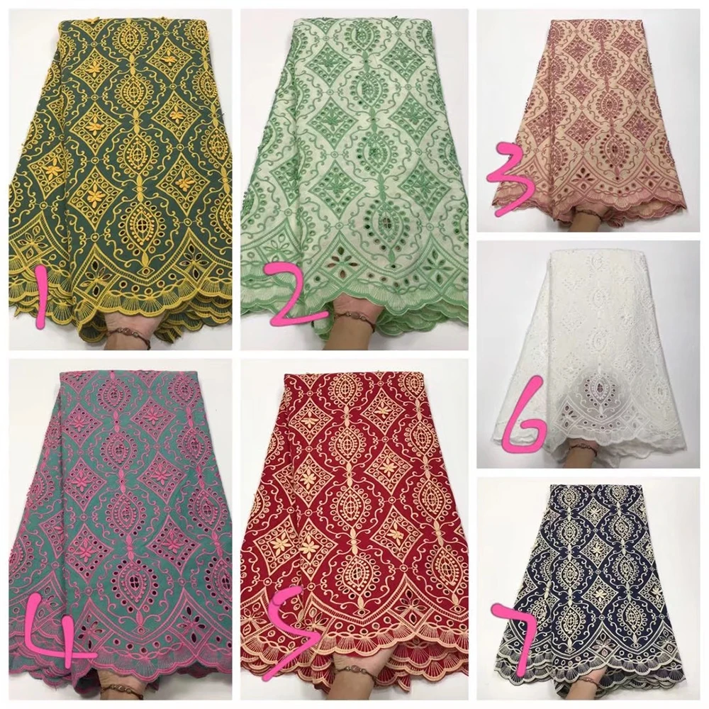 

Anna Latest Soft Swiss Voile Lace 100% Cotton Fabric Laser Stereo Embroidery Retro Style Hollow Out Design 5 Yards For Sewing