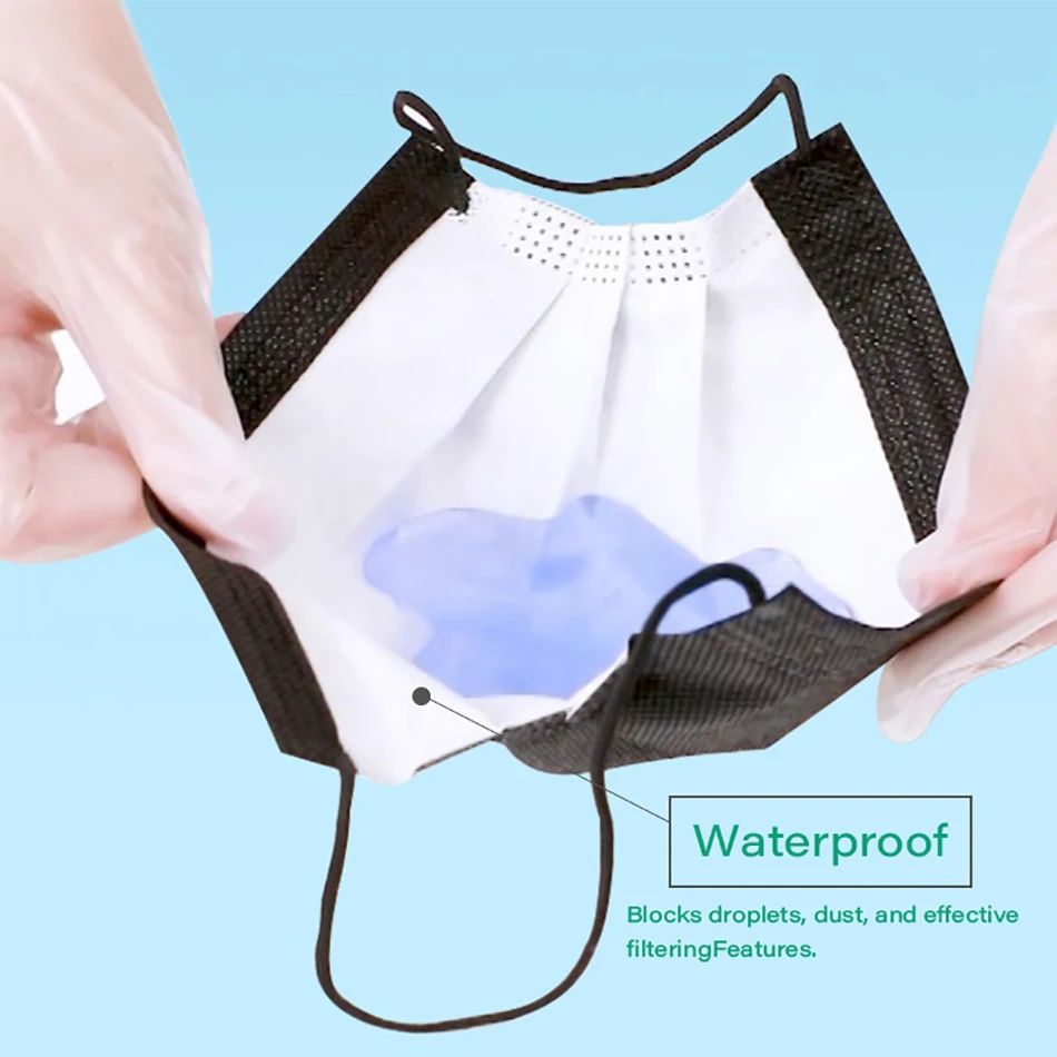 Carego черная маска для лица 4 Слои одноразовые Анти пыль черный маски защита рта