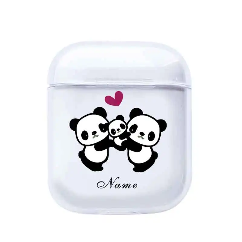 Прозрачные чехлы для Airpods Cute panda Custom Name прозрачные мягкие чехлы для AirPods Чехлы Защитные беспроводные наушники чехол - Цвет: DIY182