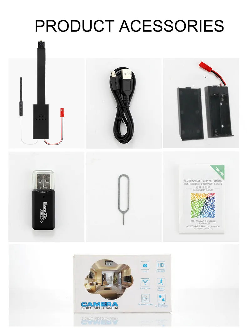 Wi-Fi Сетевая камера Веб-камера IP P2P HD 1080P Мини DIY Беспроводная модуль движения