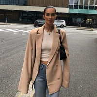 france fashion mid length blazer women solid colors double breasted commute suit 2021 spring autumn street new fashion indie y2k