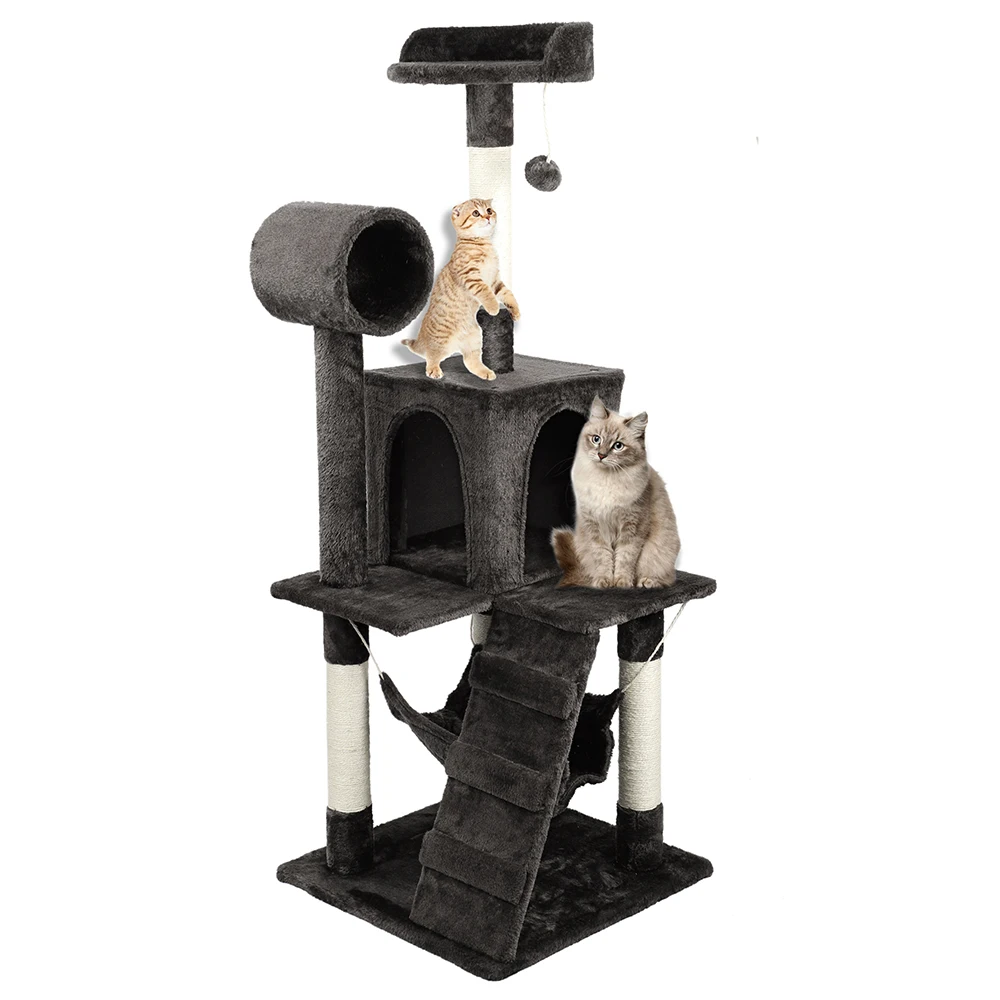 130cm Cat Climbing Tree 3-Level Tower for Cats with Cozy Perches Stable Frame Protecting Furniture Pet Supplies | Дом и сад