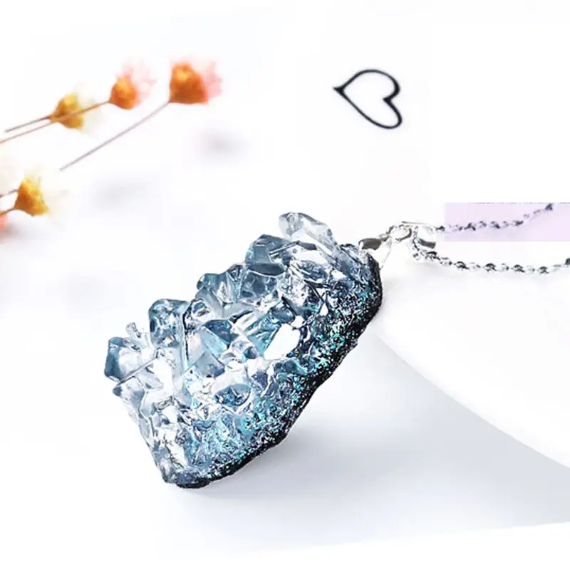 DIY натуральный Druzy драгоценный камень смола плесень Кварц Рок кластер кулон