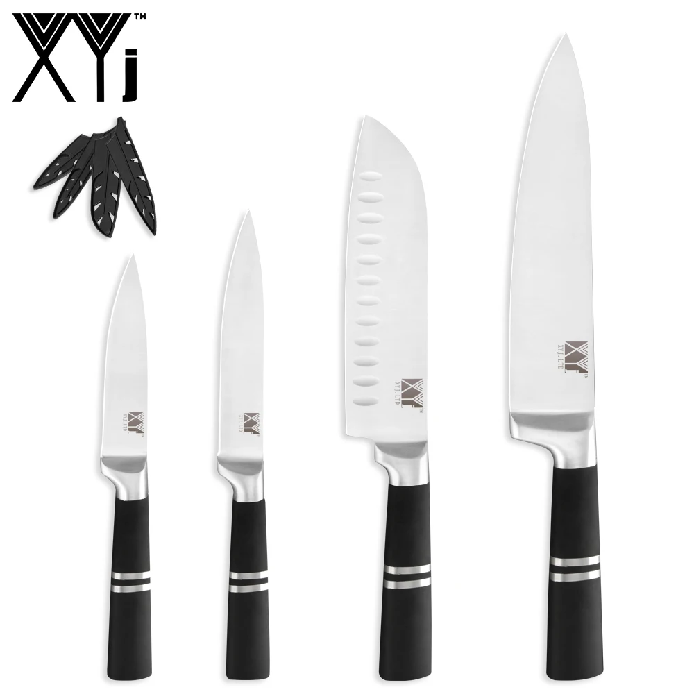 G.4pcs set XYj кухонные ножи из нержавеющей стали 7 шт набор Нескользящая ручка нож шеф-повара Сумка КРЫШКА Мясо Фрукты отель кухонные принадлежности - Цвет: G.4pcs set