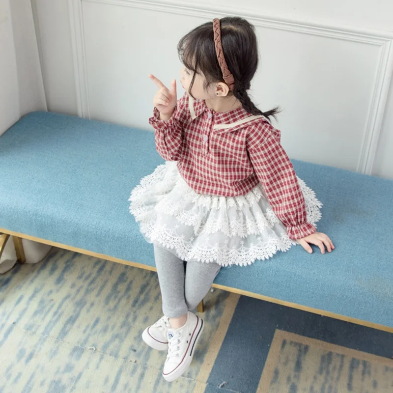 Детская одежда для девочек осенняя Повседневная рубашка в школьном стиле с