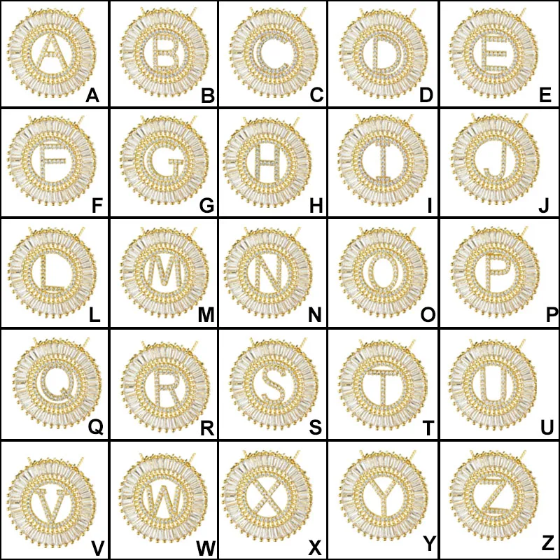 Медное циркониевое A Z ожерелье с подвеской в виде букв для женщин 26 цепочка