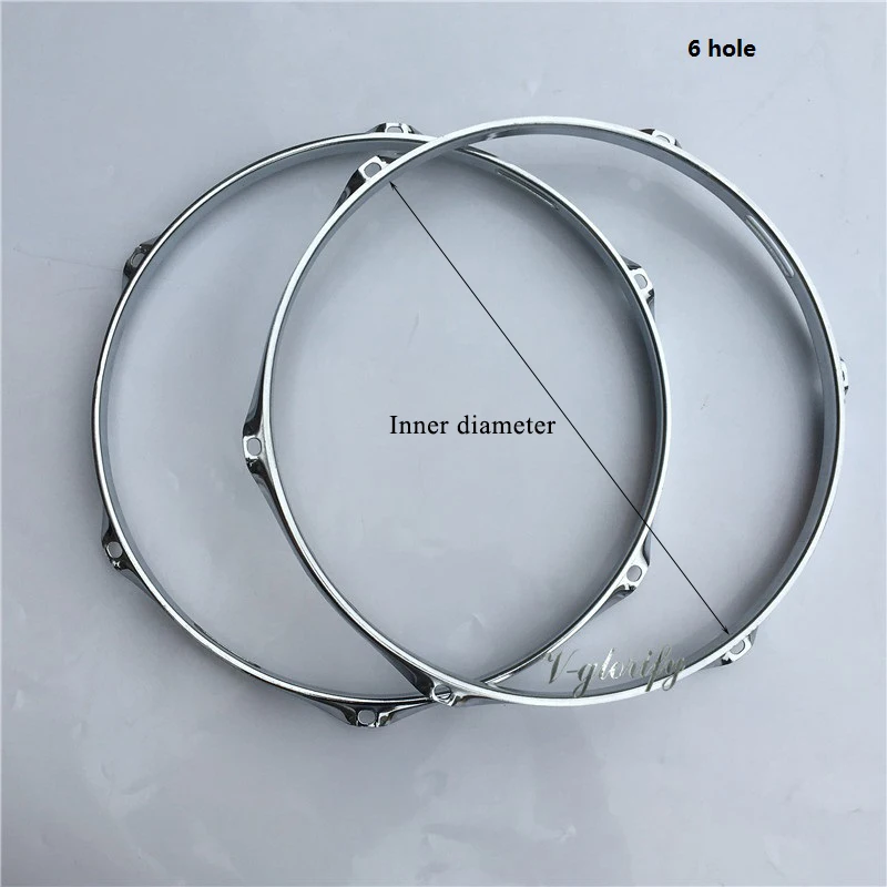 

16 Inch 6 Hole Upper Drum Hoop Snare Drum Rim Iron Drum Ring Silver Color 1.2mm Thichness Drum Kit 1 Piece
