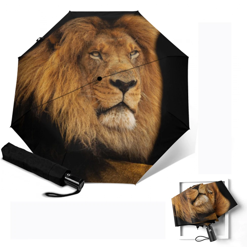 Креативный Зонт с принтом льва 3 Складной полностью автоматический зонт УФ