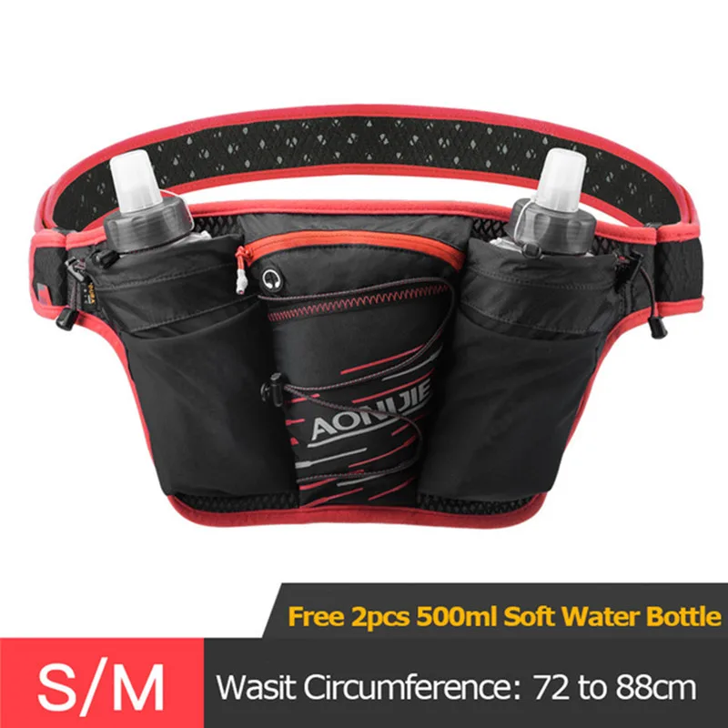 Red S M W959 легкий марафон для бега, езды на велосипеде для бега, пояс для воды поясная сумка из натуральной кожи, держатель сотового телефона+ 2*500 мм, бутылки для воды - Цвет: Red S M
