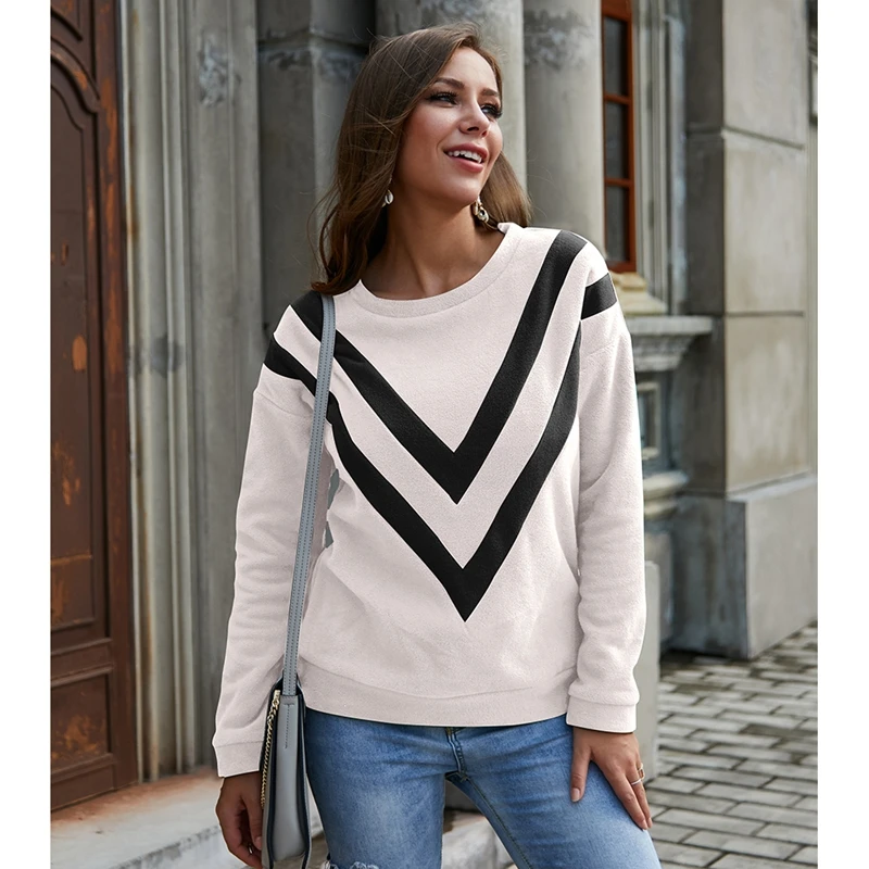 Женский пуловер с круглым вырезом осенняя толстовка повседневные толстовки